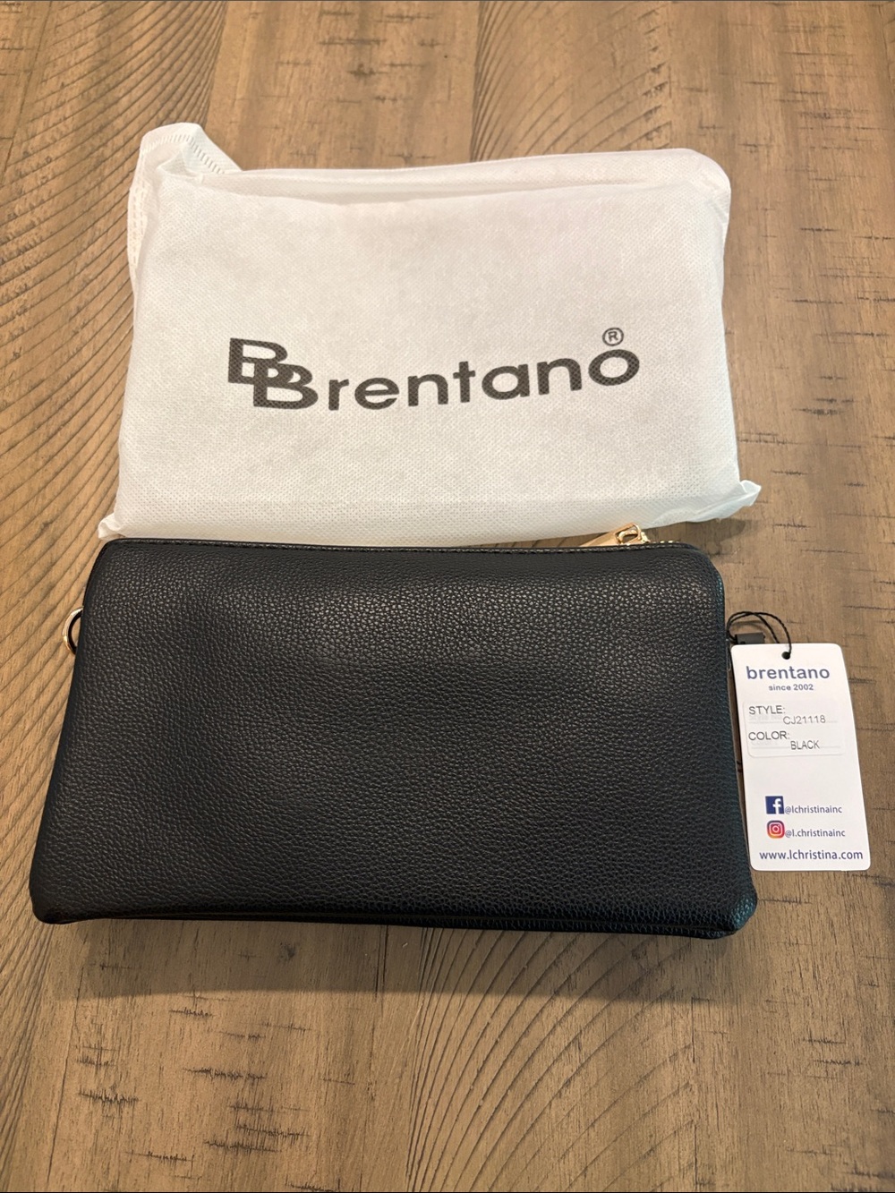 Brentano Black Pebbled Leather Crossbody Bag
